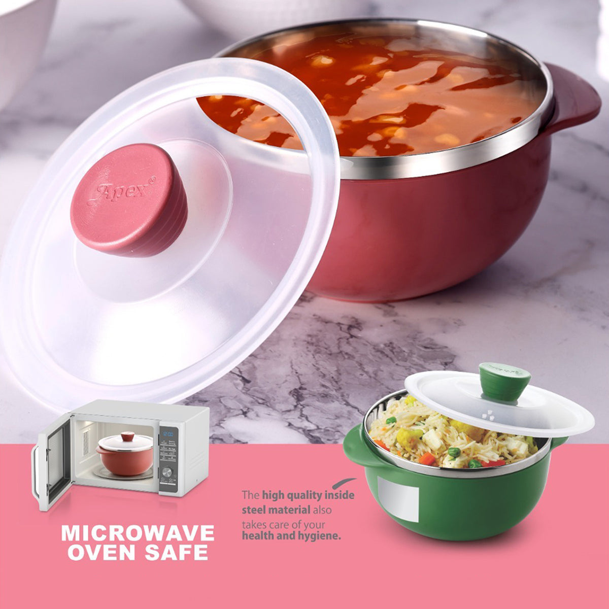 Apex Premium Plastic Serving Bowl Set With Lids (2 Pc)