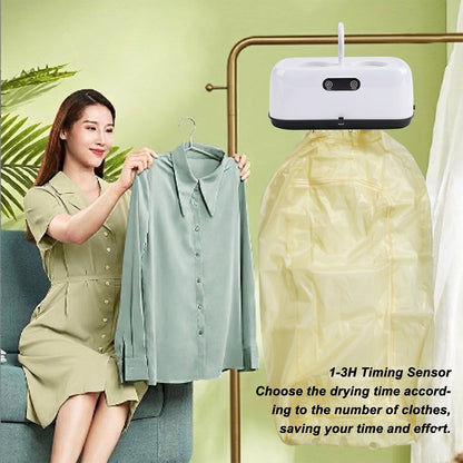 Portable clothes dryer showing setup and features