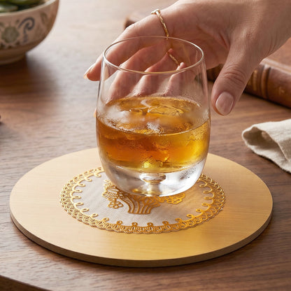 Wooden Heat Resistant Round Coaster  Protects Surfaces  Prevents Heat Marks