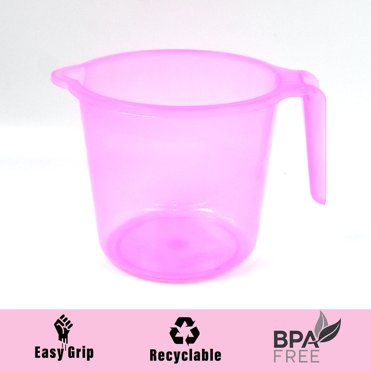 Plastic Round Transparent Bath Water Mug (1 Pc  1200 Ml  Mix Color)