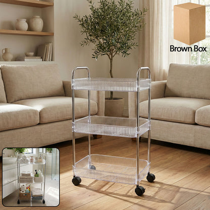 3 Layer Multipurpose Storage Trolley With Wheels