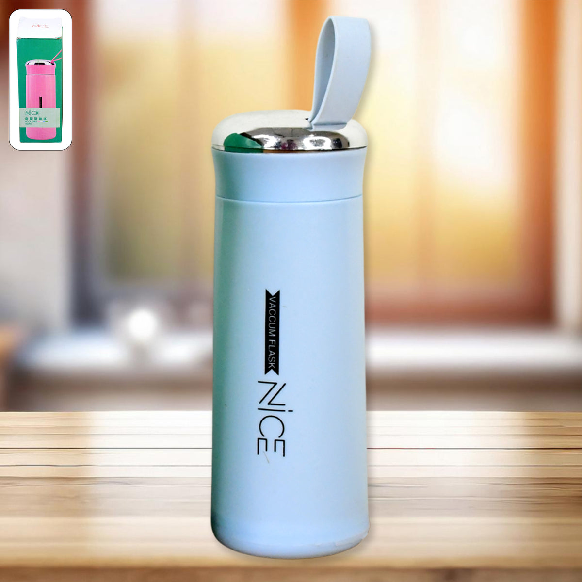 Water Bottle 400ml Leak Proof Glass Water Bottle With Daily Water Intake For Gym And Children Nice Bottle (1 Pc  Light Blue Color)