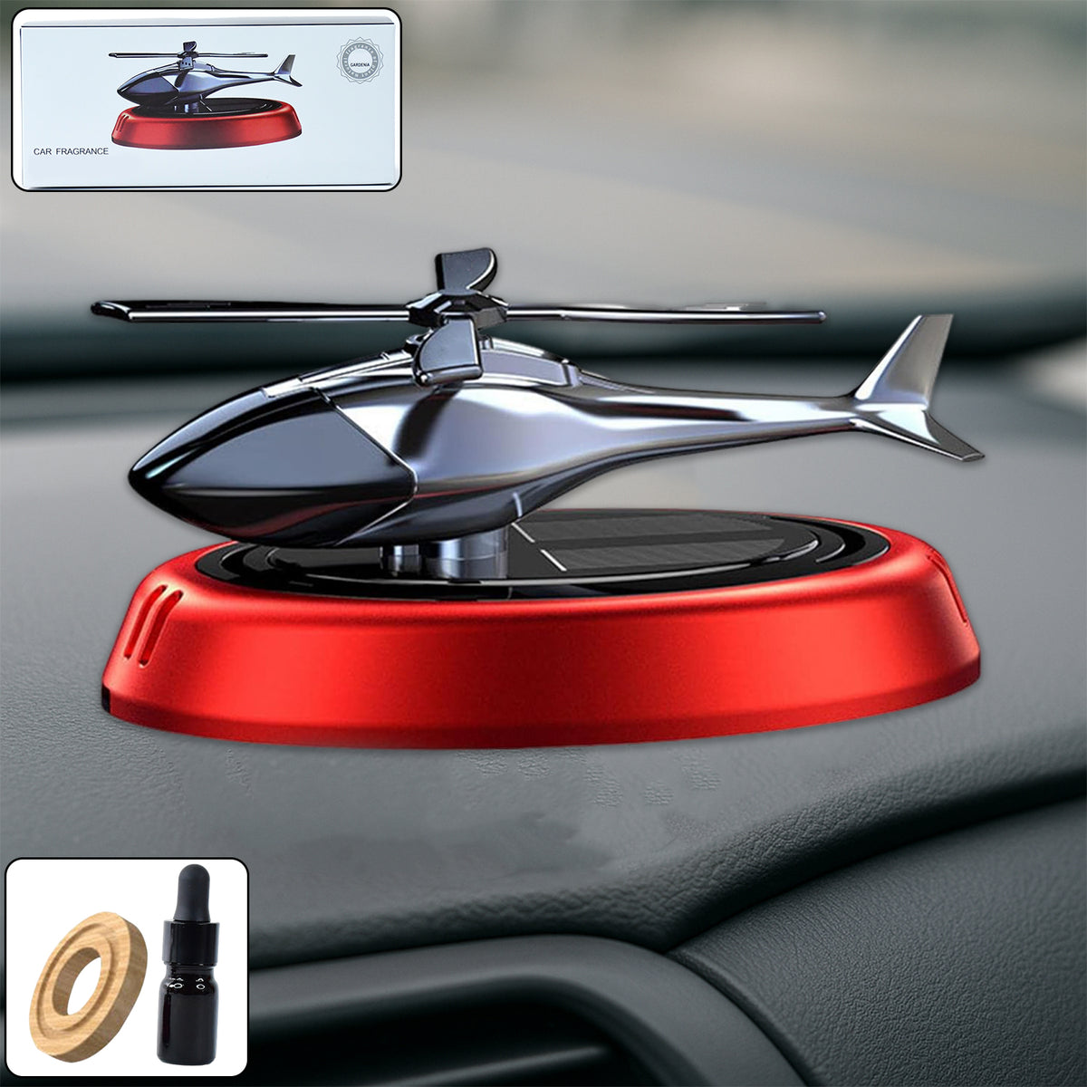 Solar-powered Rotating Helicopter Car Air Freshener