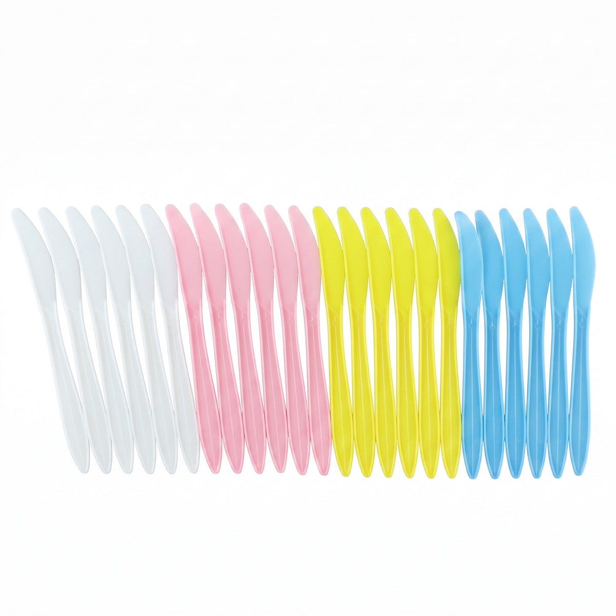 Reusable Multicolor Plastic Dessert Knife Set For Parties (24 Pc Set)