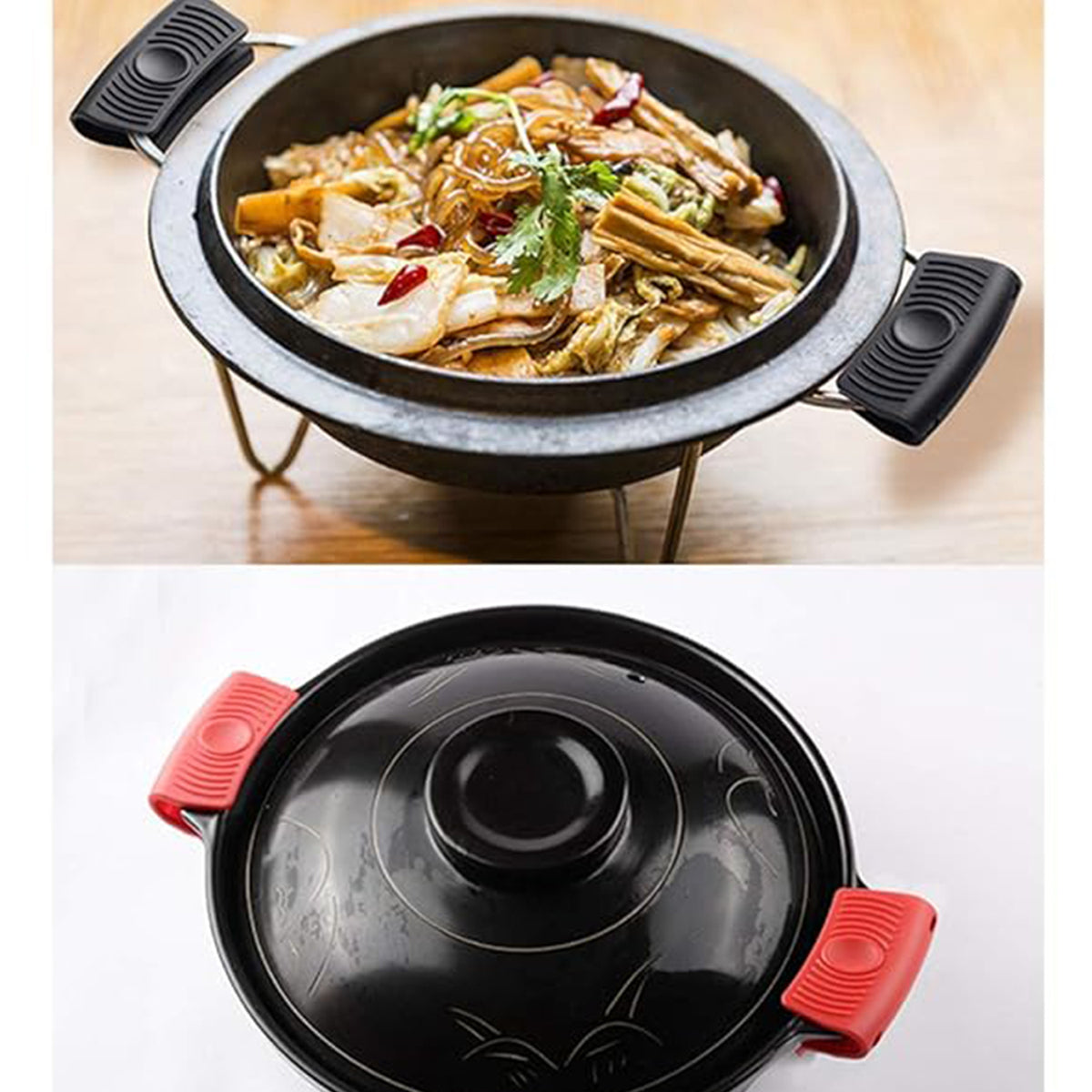 Silicone Rubber Pot Handle Sleeve Cover (2 Pc)