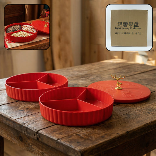 2 Layer Multipurpose Decorative Dry Fruit And Snack Serving Tray (1 Pc)