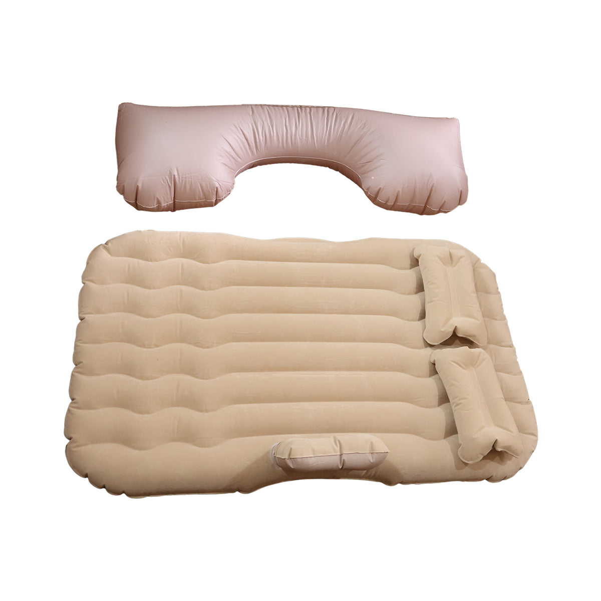 Car Air Mattress Bed Set With Inflatable Cushions And Pump -1 Set (Mix Design)