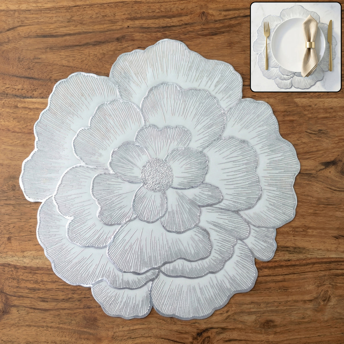 Round Floral Design Pvc Table Mat 1 Pc 36x36 Cm