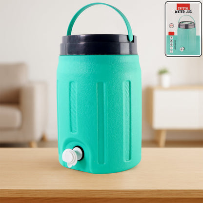 Vibrant 5.5L insulated water jug with ergonomic handle for easy carrying.