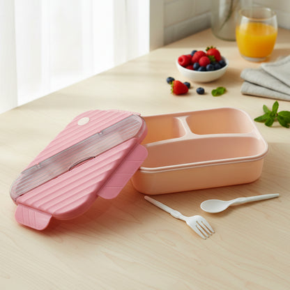 Plastic 3 Compartment Lunch Box For Kids