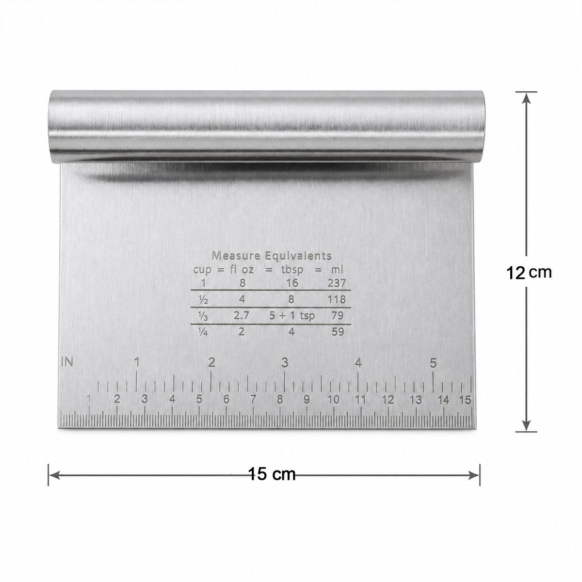Small Stainless Steel Dough Scraper Cutter 15 X 12 Cm With Scale (1 Pc)