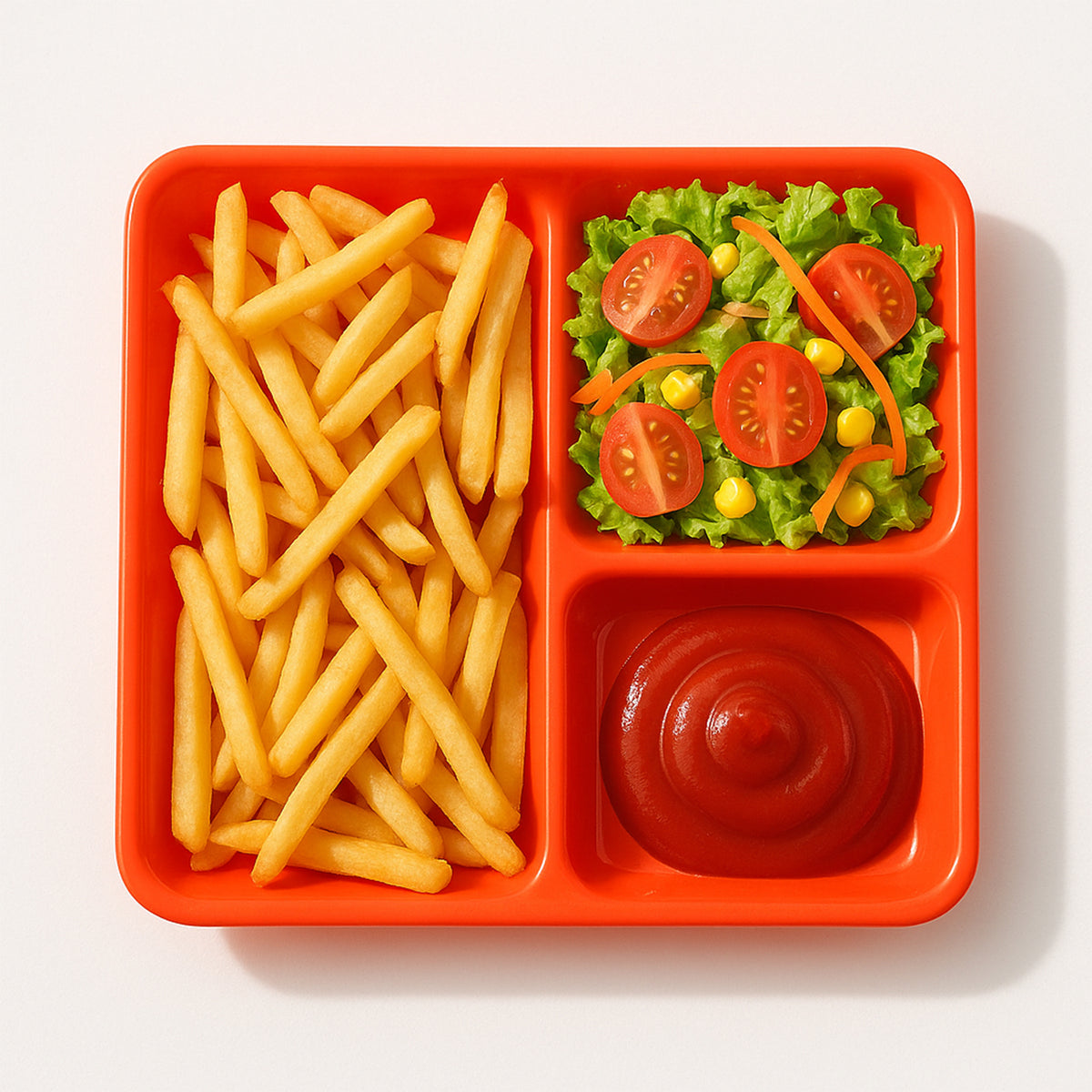 Plastic 3-compartment Rectangular Meal Serving Tray  Plates (1 Pc)