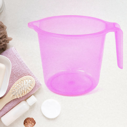 Plastic Round Transparent Bath Water Mug (5 Pc  Mix Colour  1200 Ml)