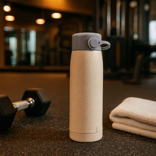 6951 High Portable Water Bottle Creative Wheat Fragrance Glass Bottle Water With Mobile Phone Holder Wide Mouth Glass Water 380ml (Moq - 80 Pc)