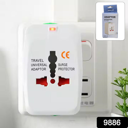 Universal travel adapter plugged into multiple devices for simultaneous charging