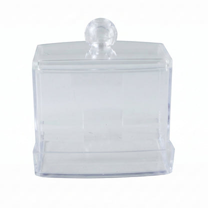 Transparent Acrylic Cotton Swab Organizer With Lid And Dispensing Drawer (1 Pc)