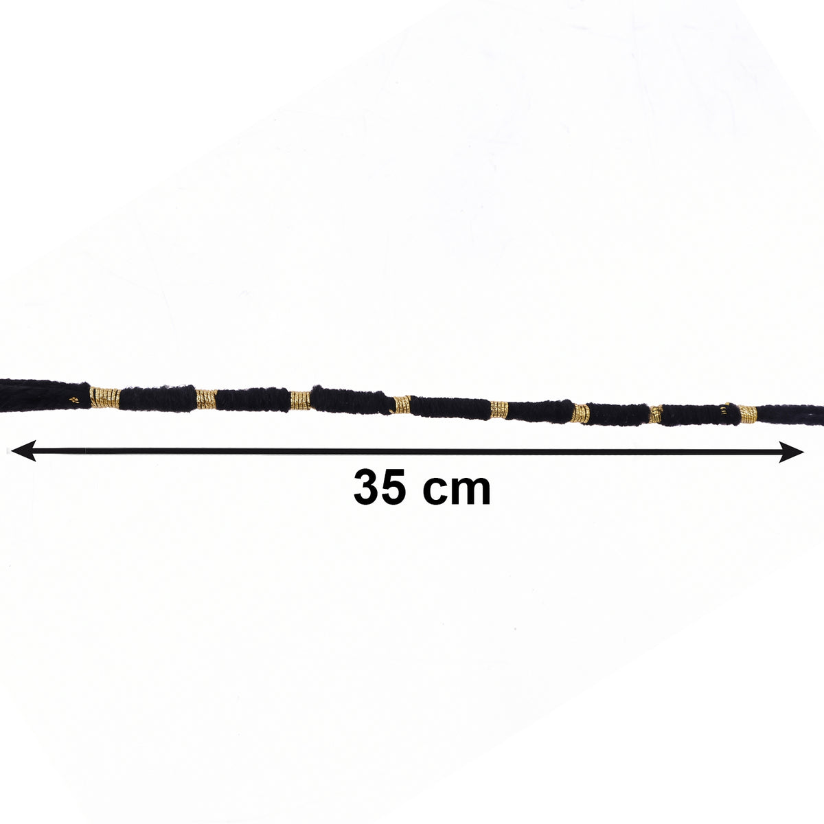 Handmade Black Thread Bracelet Rakhi With Gold Beads (1 Pc)