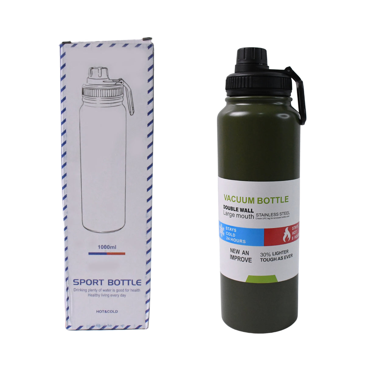 Stainless Steel Double Wall Vacuum-insulated Drink Water Bottle (1000 Ml  Mix Color)