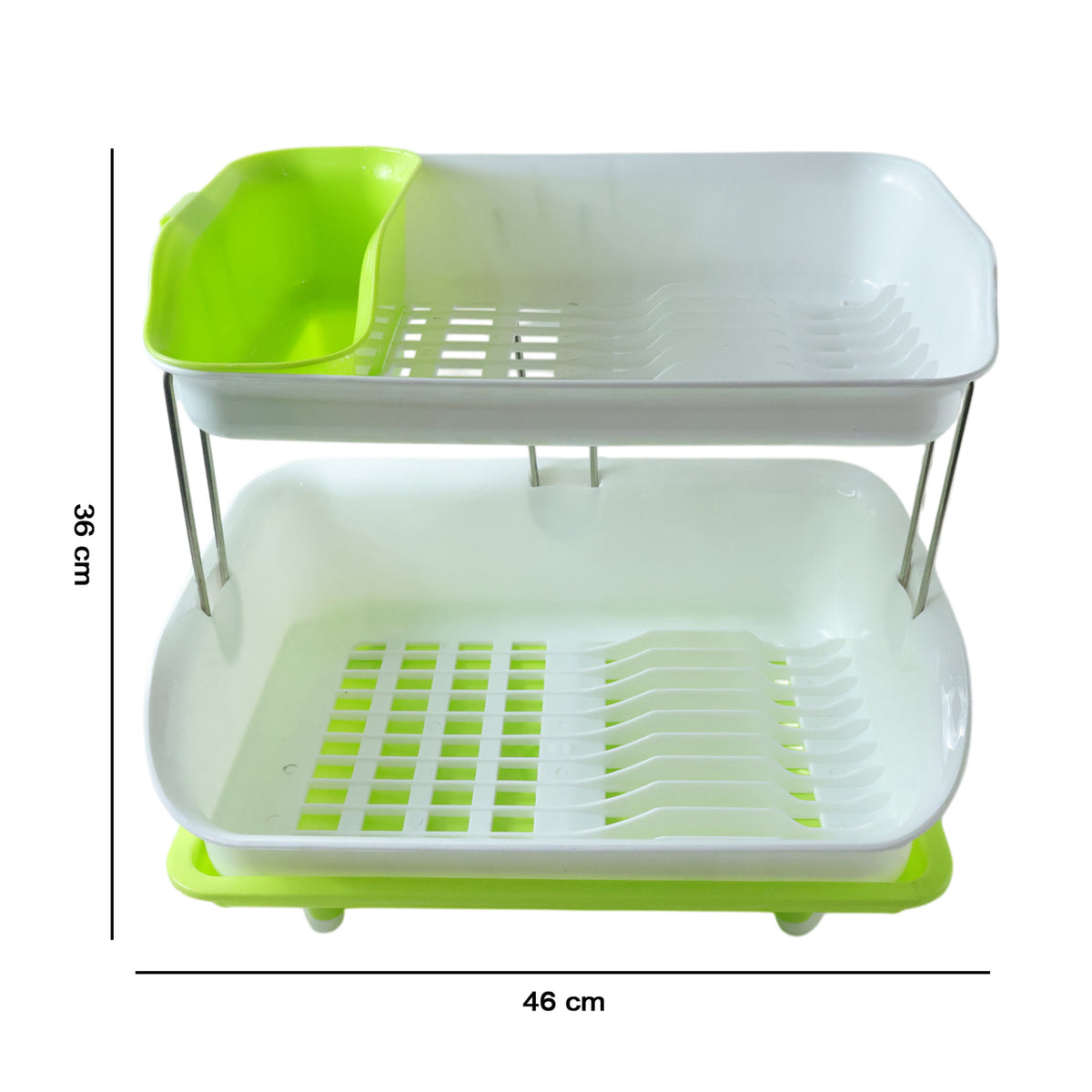 Prexo 2 Layer Kitchen Dish Drying Rack With Drain Tray (1 Set)