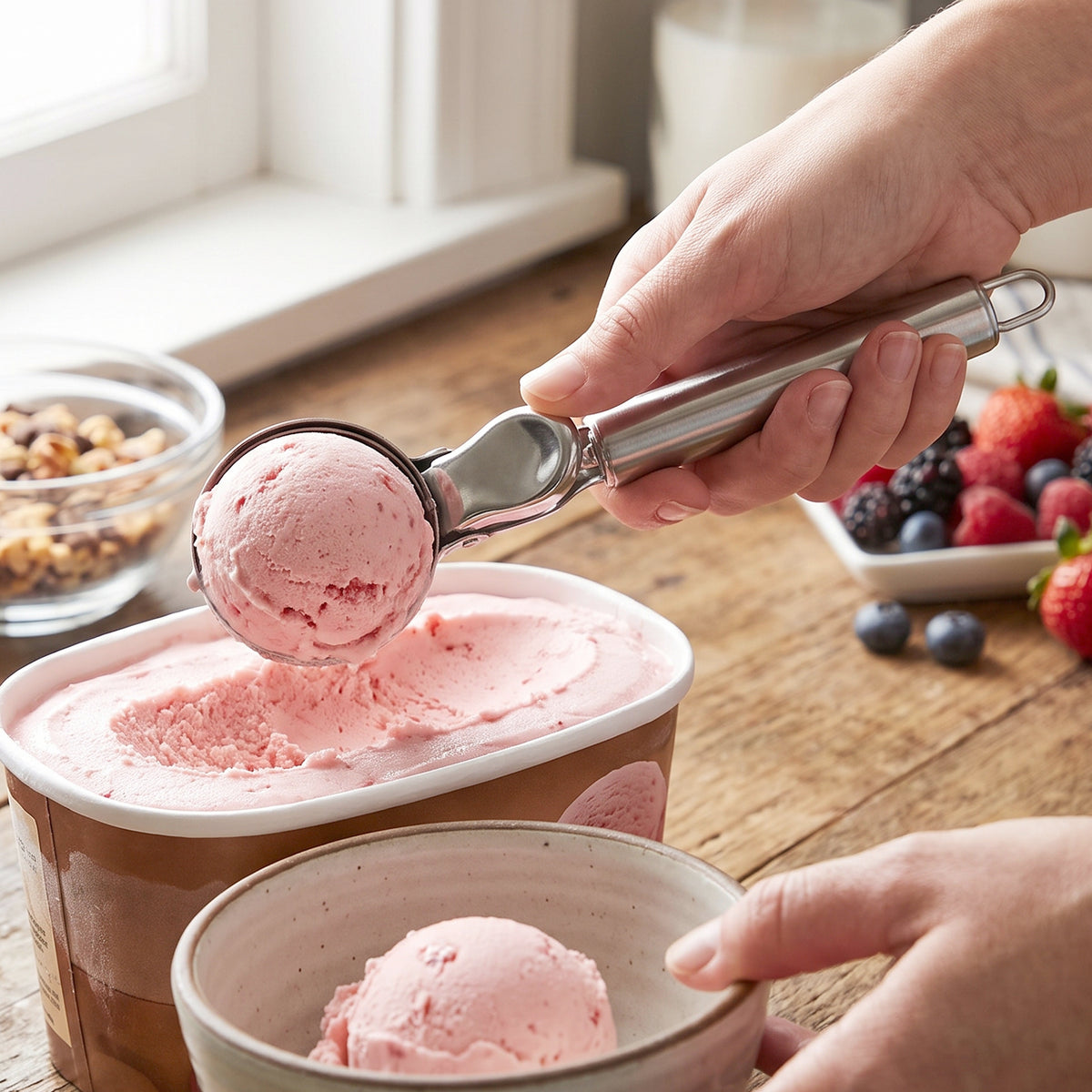Stainless Steel Trigger Release Ice Cream Scoop Cookie Dough Scooper (1 Pc)