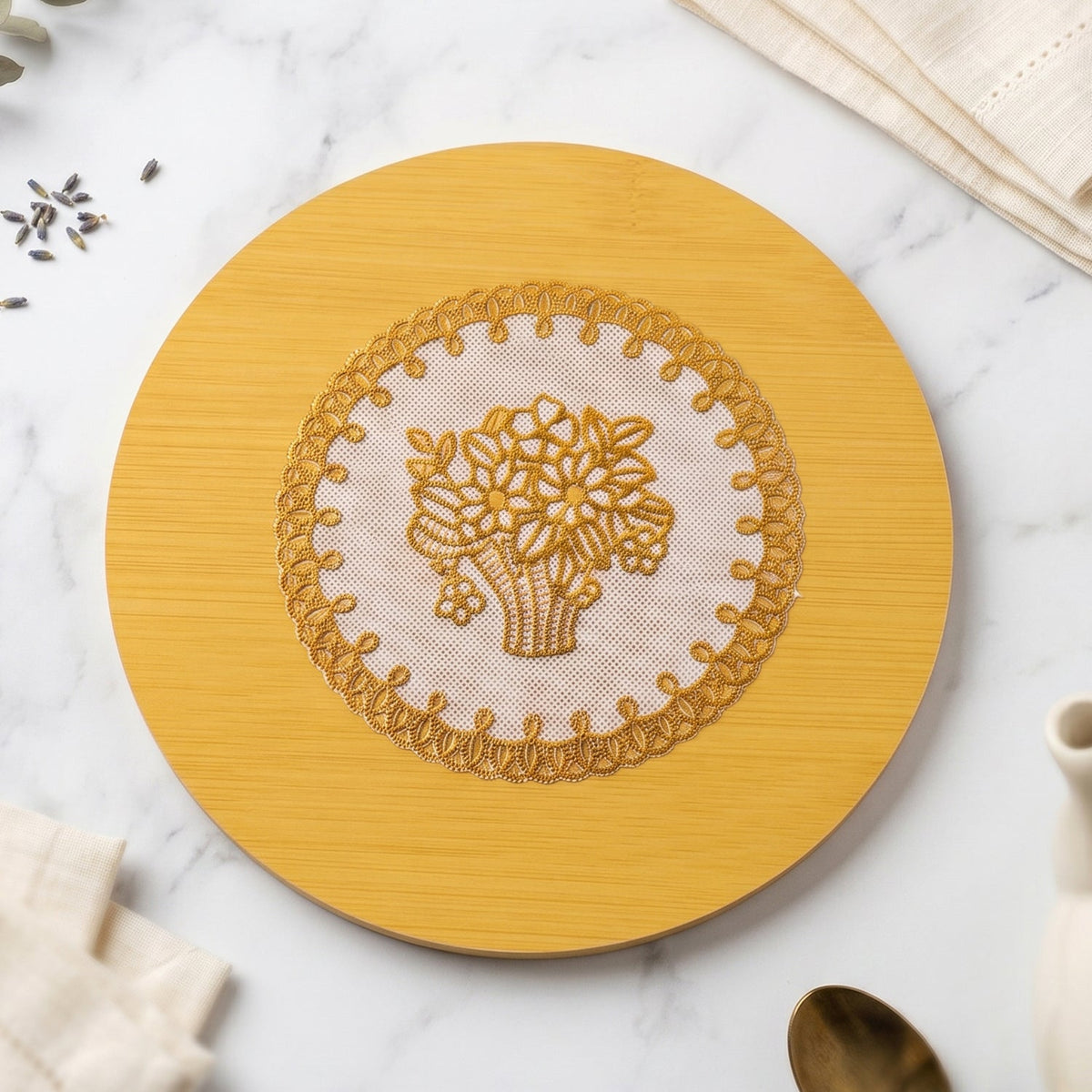 Wooden Heat Resistant Round Coaster  Protects Surfaces  Prevents Heat Marks