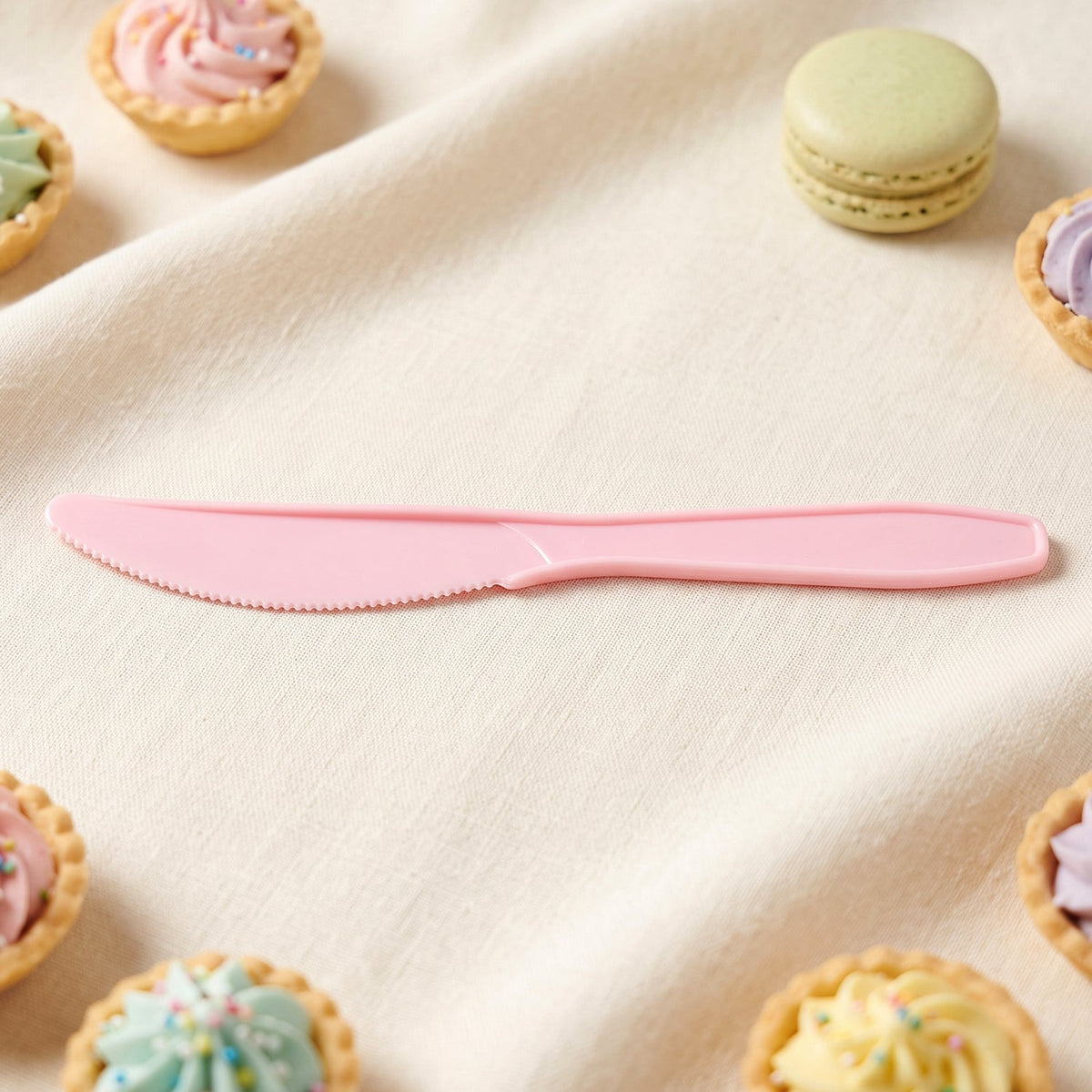 Reusable Multicolor Plastic Dessert Knife Set For Parties (24 Pc Set)