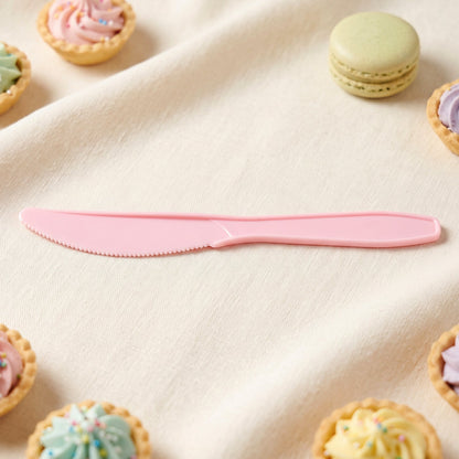 Reusable Multicolor Plastic Dessert Knife Set For Parties (24 Pc Set)