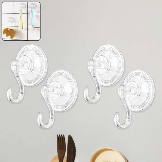 Plastic Suction Cup Hooks (4 Pcs Set)