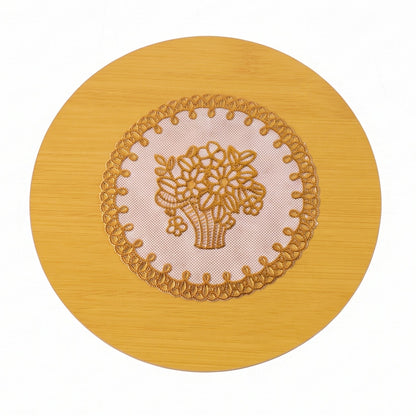 Wooden Heat Resistant Round Coaster  Protects Surfaces  Prevents Heat Marks