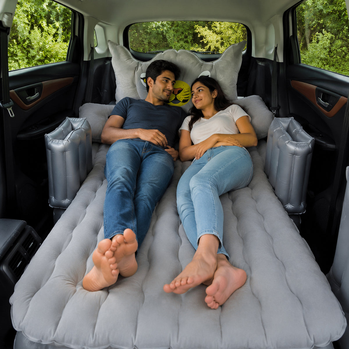 Car Air Mattress Bed Set  Inflatable Travel Bed With Pillow Cushions  Air Pump