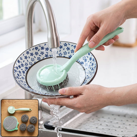 Kitchen Cleaning Set – 6-in-1 Stainless Steel Scrubber