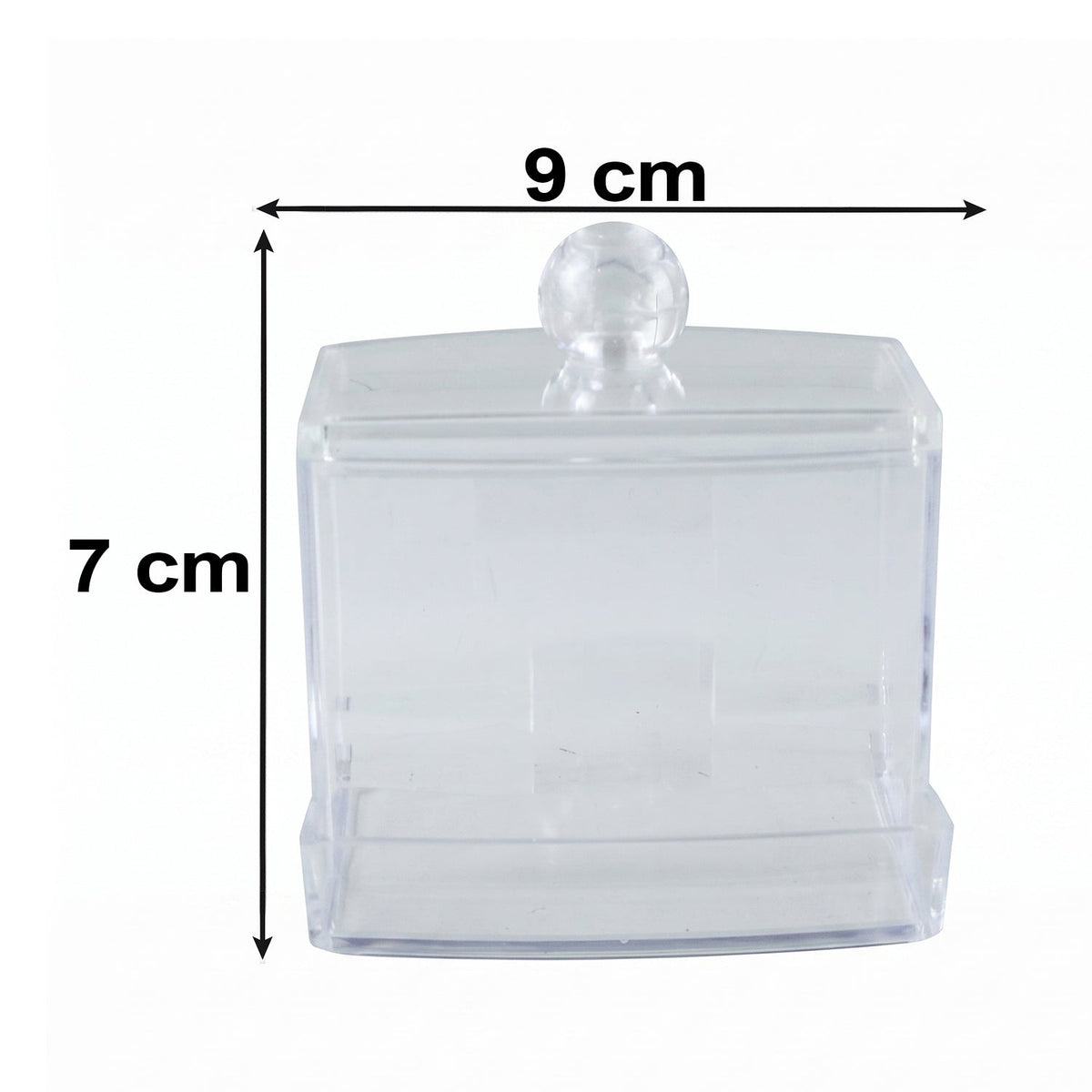 Transparent Acrylic Cotton Swab Organizer With Lid And Dispensing Drawer (1 Pc)