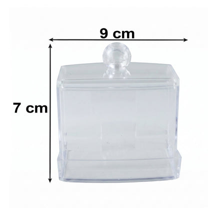 Transparent Acrylic Cotton Swab Organizer With Lid And Dispensing Drawer (1 Pc)