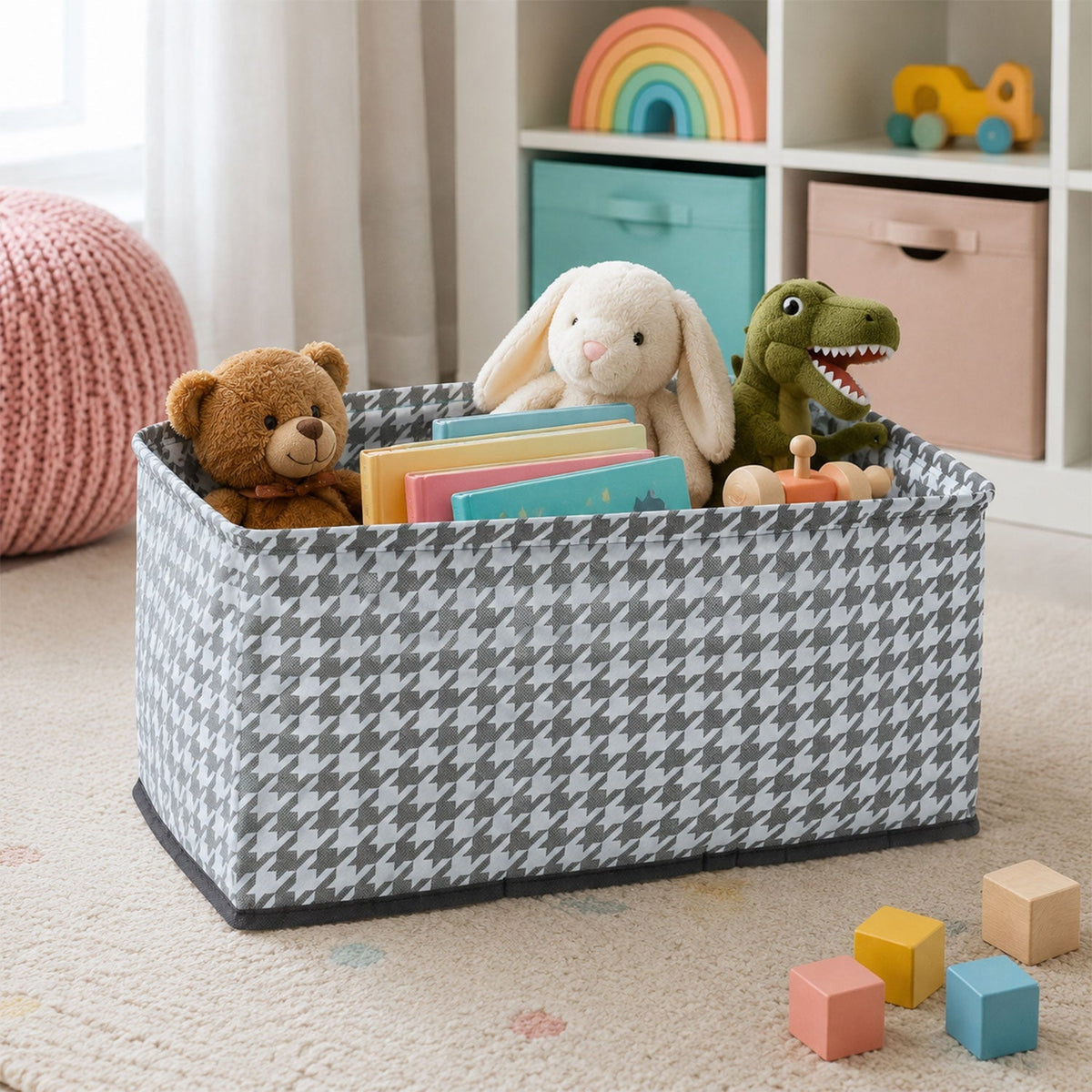 Foldable Cloth Organizer Basket Fabric Storage Box For Clothes Toys (1 Pc)