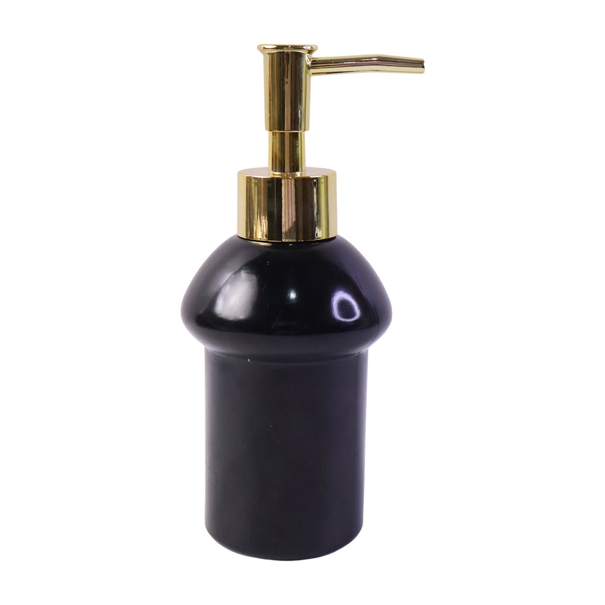 Black Glass Liquid Soap Dispenser Bottle With Gold Pump Refillable (1 Pc)