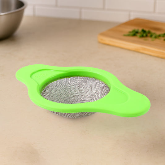 Stainless Steel Mesh Strainer With Dual Handle Plastic Frame (1 Pc)