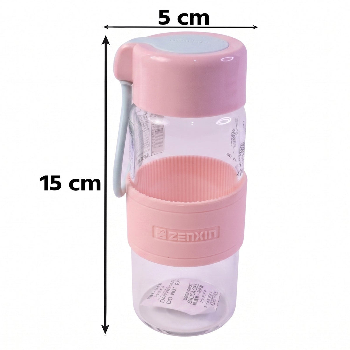 Portable Glass Water Bottle 230ml With Silicone Sleeve And Carry Strap (1 Pc)