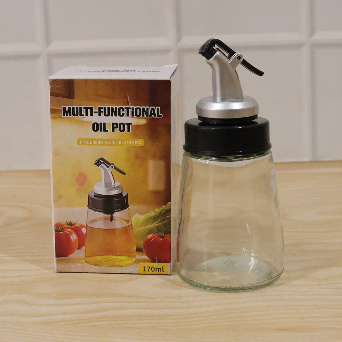 Glass Oil Dispenser Bottle  No-drip Spout 170 Ml Capacity