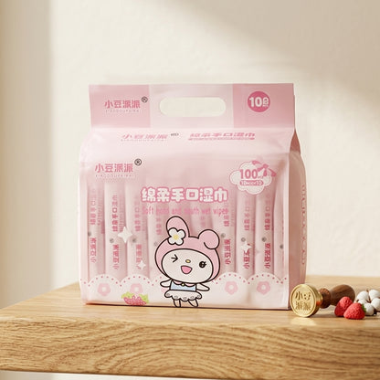 Cartoon Printed Soft Wet Wipes Pack 100pc (10 Pack X 10 Pc Each)