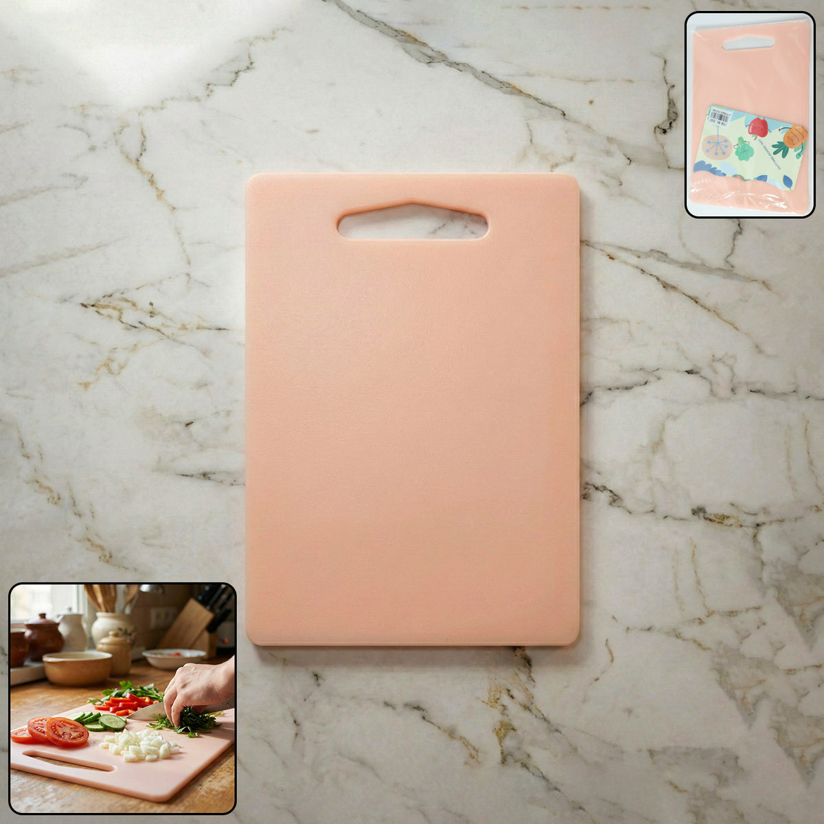 Plastic Chopping Board With Handle (30x20 Cm)