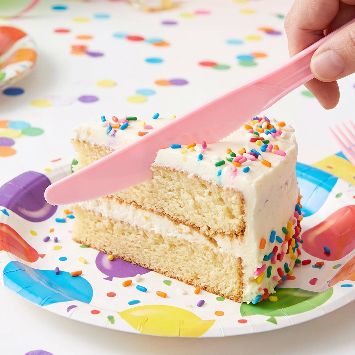 Reusable Multicolor Plastic Dessert Knife Set For Parties (24 Pc Set)