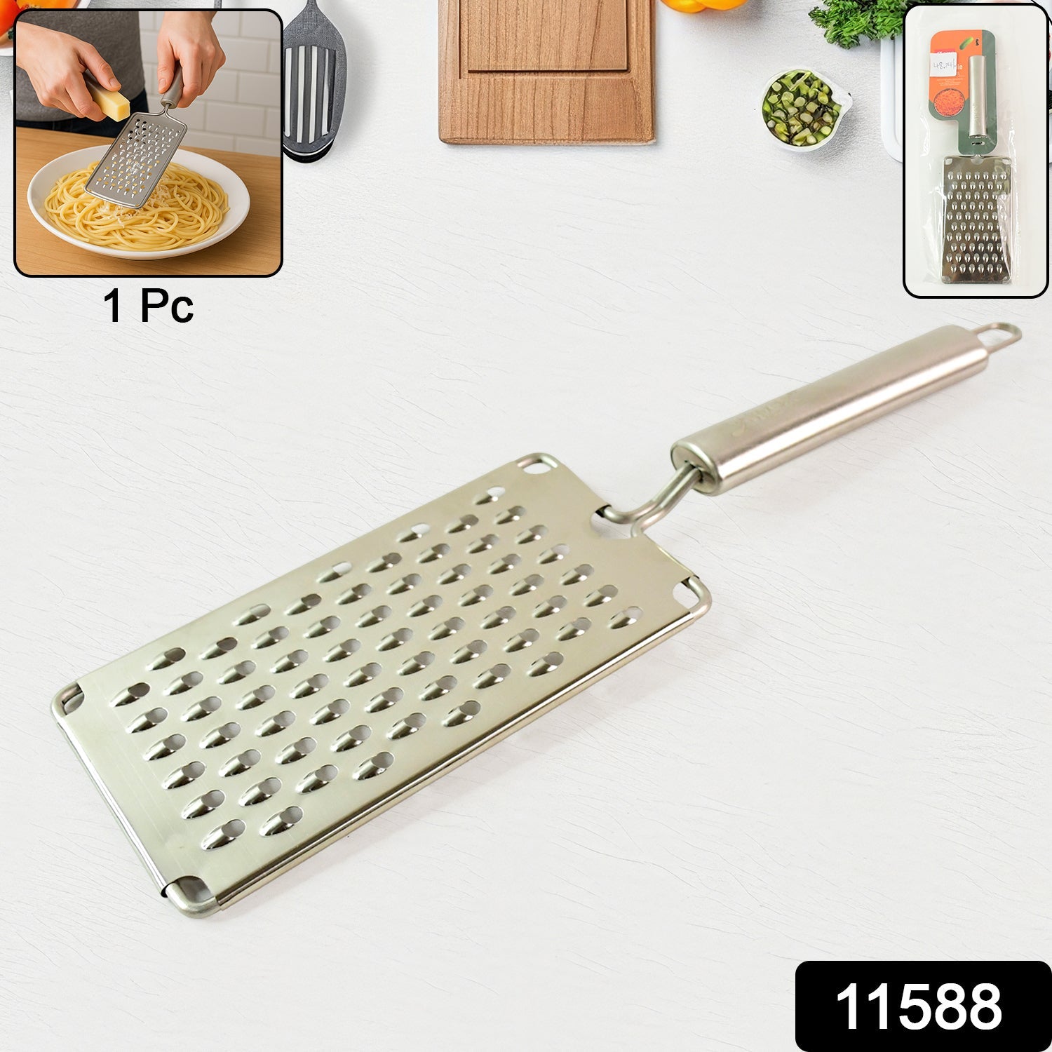 Close-up of ultra-sharp stainless steel blades on vegetable grater