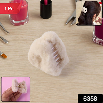 Close-up view of plush non-slip hair claw clip showing soft material