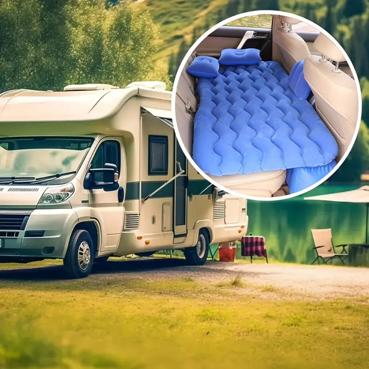 Portable Car Backseat Inflatable Air Mattress Bed (1 Pc)