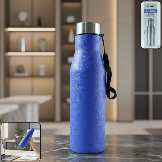 Classic Stainless Steel Water Bottle Blue Color (1000 Ml 1 Piece)
