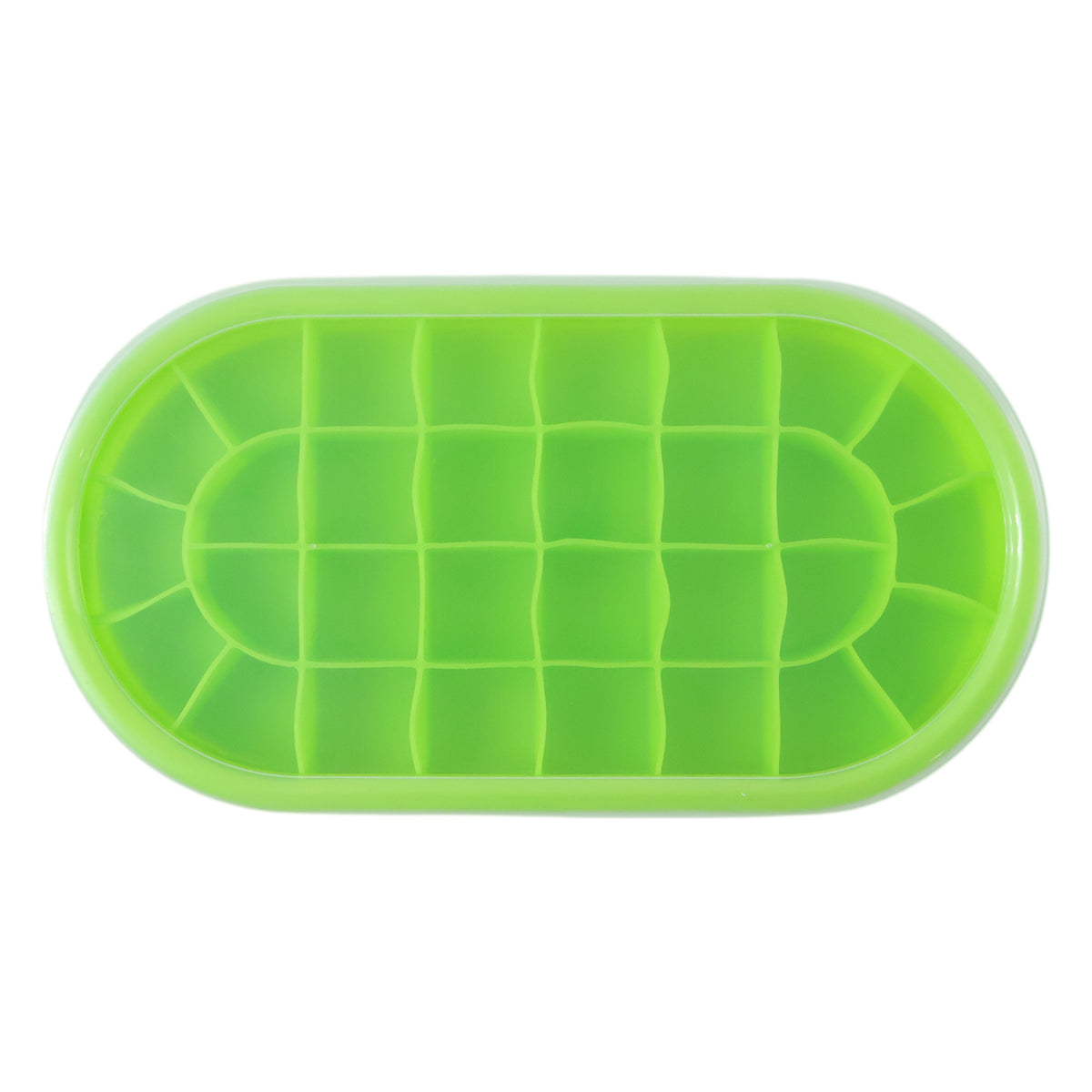 Premium Oval Silicone Ice Cube Tray With Lid (1 Pc)