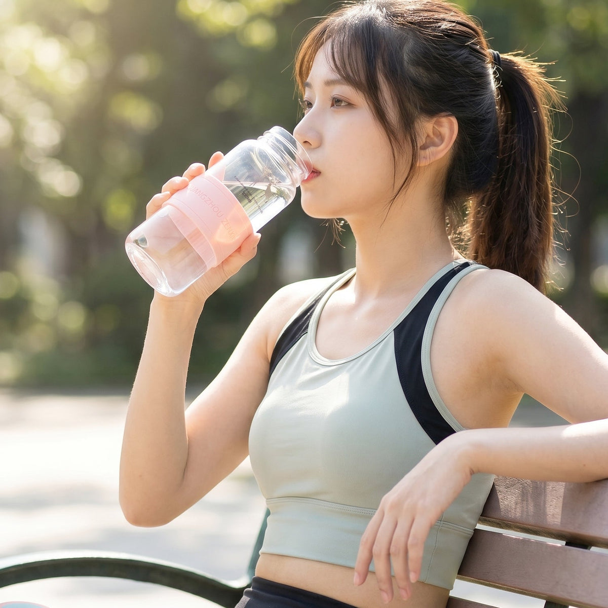 Portable Glass Water Bottle 230ml With Silicone Sleeve And Carry Strap (1 Pc)