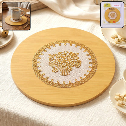 Wooden Heat Resistant Round Coaster  Protects Surfaces  Prevents Heat Marks