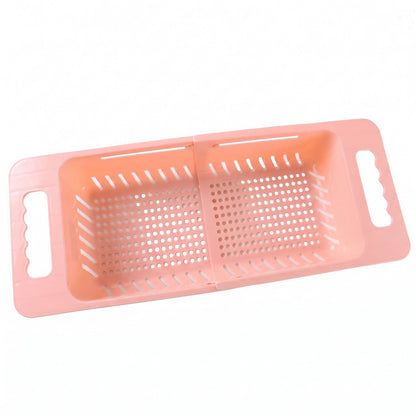 Adjustable Plastic Over The Sink Drain Basket Colander With Handles (1 Pc)