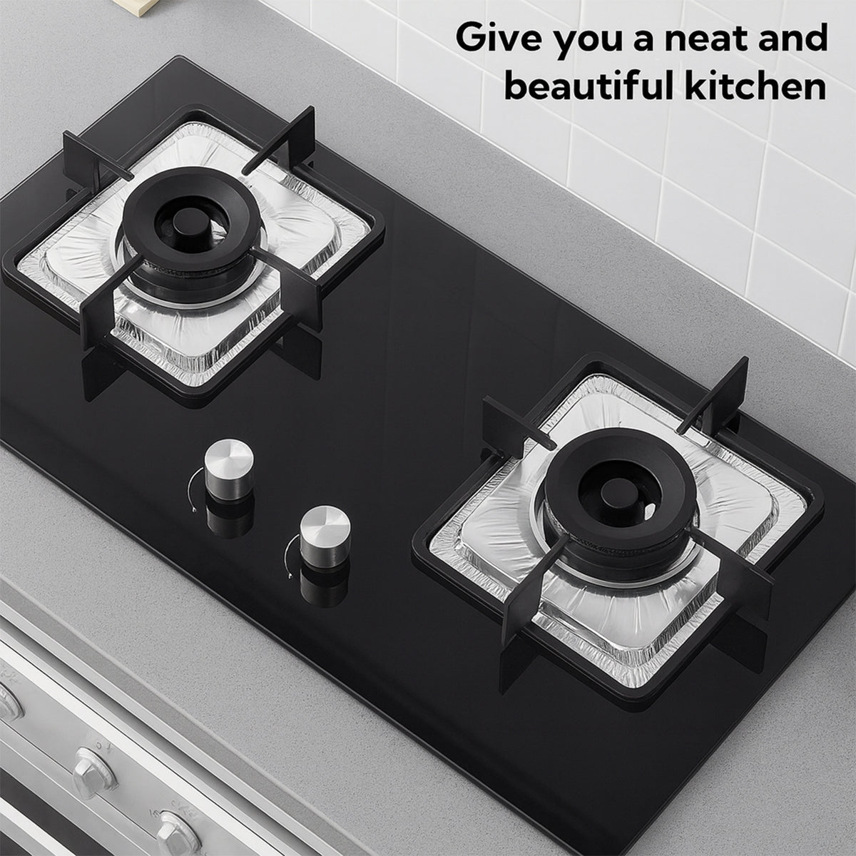 Aluminum Gas Stove Burner Protector Covers (10 Pc  23x23 Cm)
